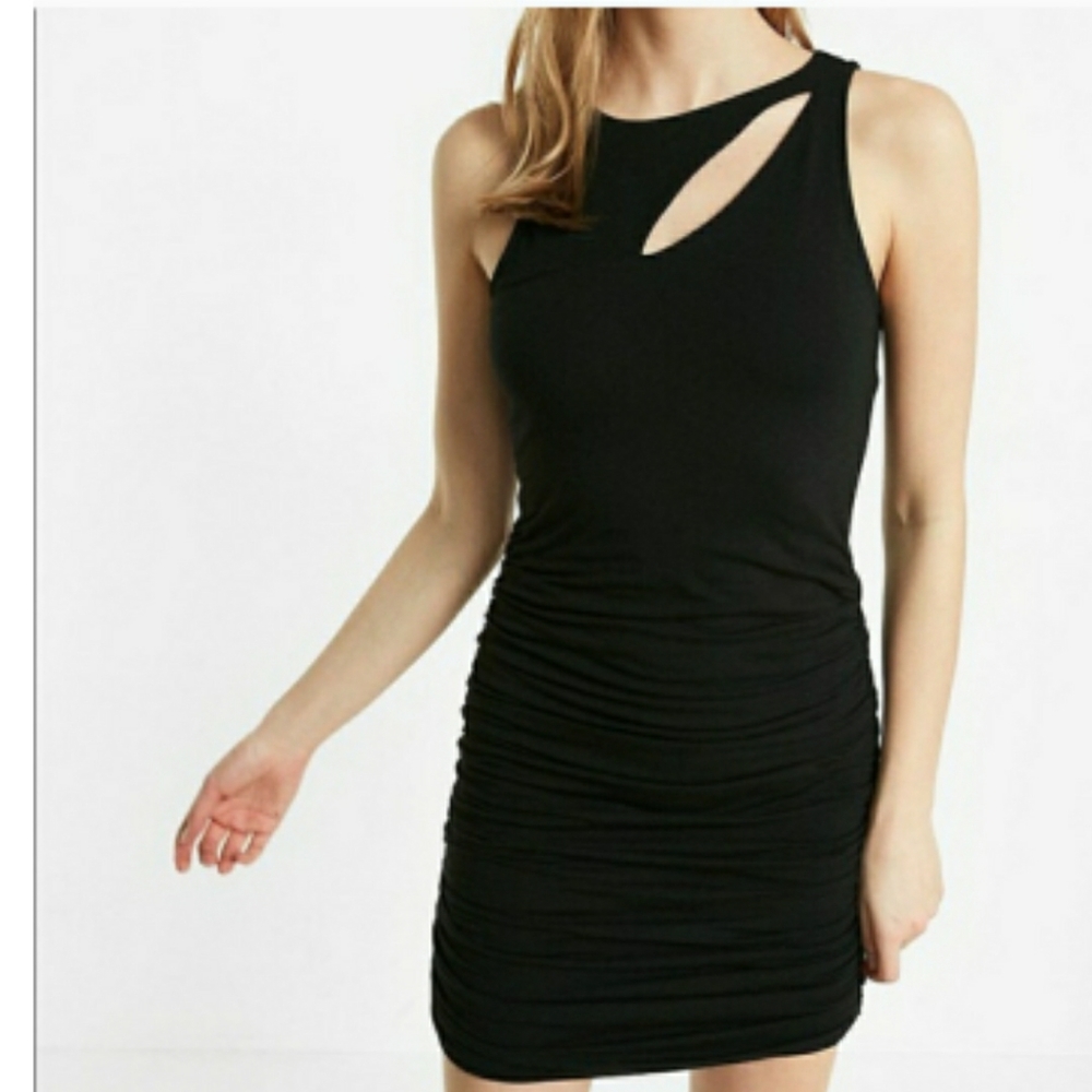 Express ruched Slash Neck Sheath Dress